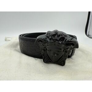 Versace Medusa Black/Blue Leather Belt Size 95/38 Made in Italy